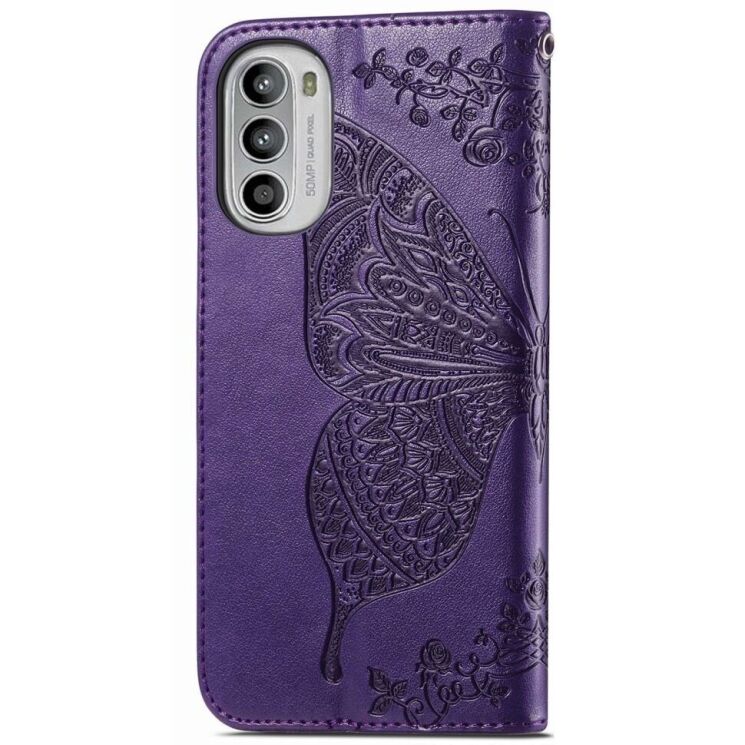 Чехол-книжка с рисунком UniCase Butterfly Pattern для Motorola Moto G52 / G82 - Purple: фото 5 из 8