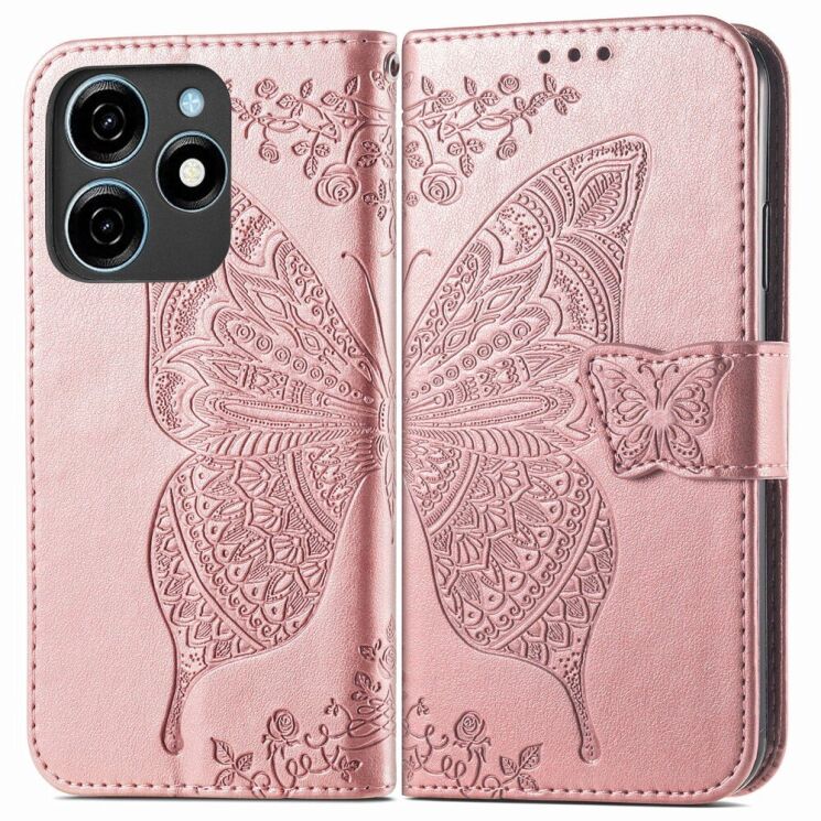 Чохол UniCase Butterfly Pattern для TECNO Spark 20C - Rose Gold: фото 1 з 8