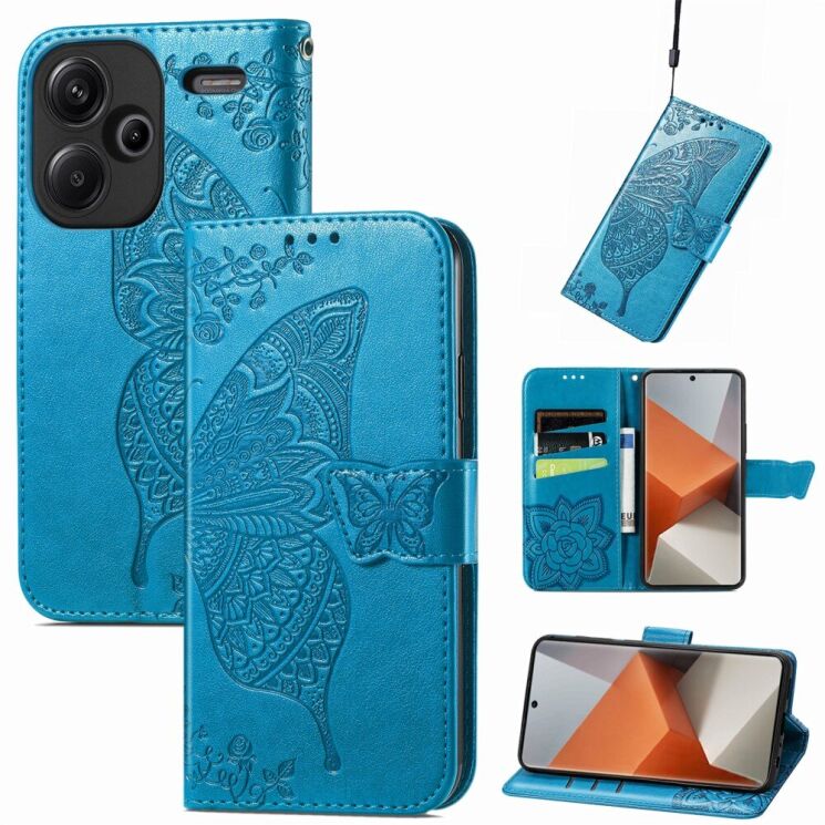 Чехол UniCase Butterfly Pattern для Xiaomi Redmi Note 13 Pro+ - Blue: фото 4 из 6