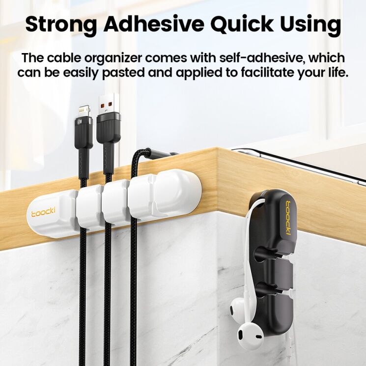 Тримач для кабелів TOOCKI Silicone Cord Organizer - Black: фото 5 з 9