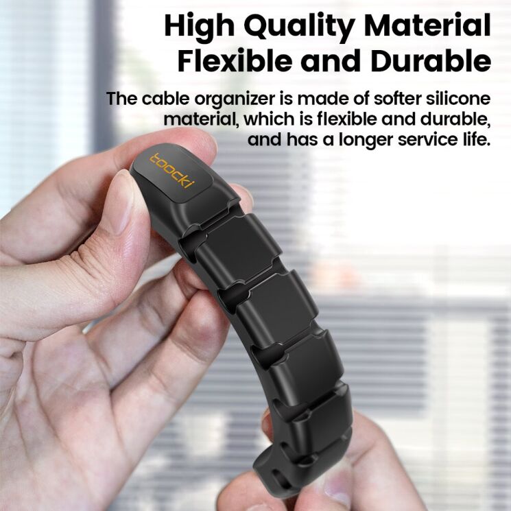 Тримач для кабелів TOOCKI Silicone Cord Organizer - Black: фото 8 з 9