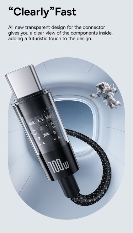 Кабель Baseus Gem USB to Type-C (100W, 1m) P10373002211-00 - White: фото 10 з 24