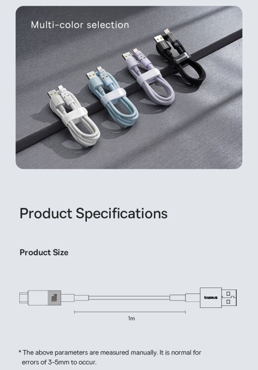 Кабель Baseus Gem USB to Type-C (100W, 1m) P10373002211-00 - White: фото 22 з 24