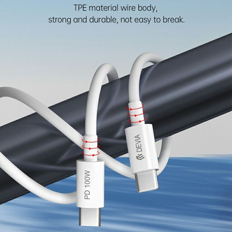 Кабель DEVIA EC317 Smart Series Type-C to Type-C 100W (5A, 1.5m) - Black: фото 3 з 9