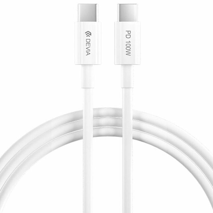 Кабель DEVIA EC317 Smart Series Type-C to Type-C 100W (5A, 1.5m) - White: фото 1 з 8