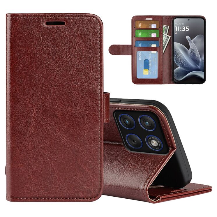 Классический чехол-книжка Deexe Wallet Style для Motorola Edge 70 Max - Brown (435517Z) Классический чехол-книжка Deexe Wallet Style для Motorola Edge 70 Max - Brown: фото 4 из 8