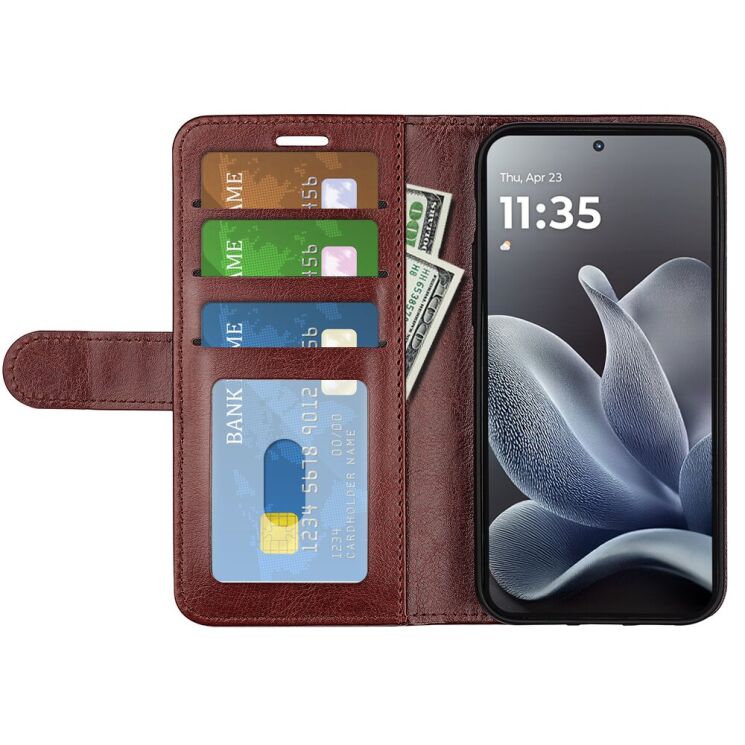 Классический чехол-книжка Deexe Wallet Style для Motorola Edge 70 Max - Brown (435517Z) Классический чехол-книжка Deexe Wallet Style для Motorola Edge 70 Max - Brown: фото 2 из 8