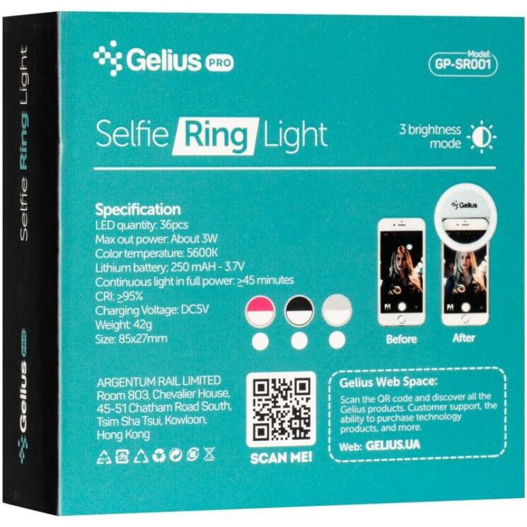 Кольцевая лампа для селфи Gelius Pro GP-SR001 - White: фото 6 из 7