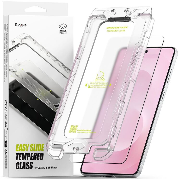 Комплект захисних стекол (2шт) Ringke Easy Slide Tempered Glass для Samsung Galaxy S25 Edge (S937) 8800293854470: фото 1 з 19