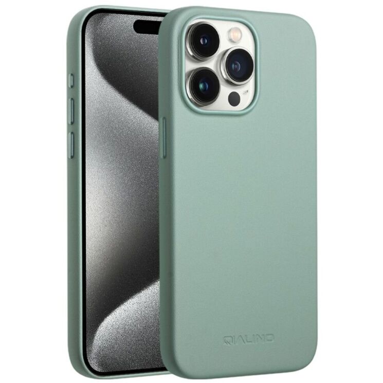 Защитный чехол QIALINO Classic Cover (with MagSafe Support) для Apple iPhone 15 Pro Max - Green: фото 1 из 7