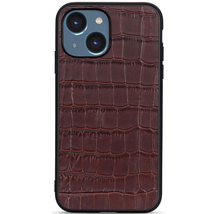 Кожаный чехол UniCase Croco Skin для Apple iPhone 15 - Brown: фото 1 из 3