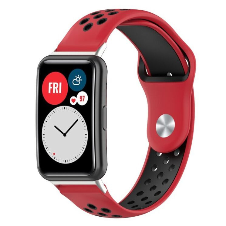 Ремешок Deexe Dot Color для Huawei Watch Fit - Red / Black: фото 1 из 5