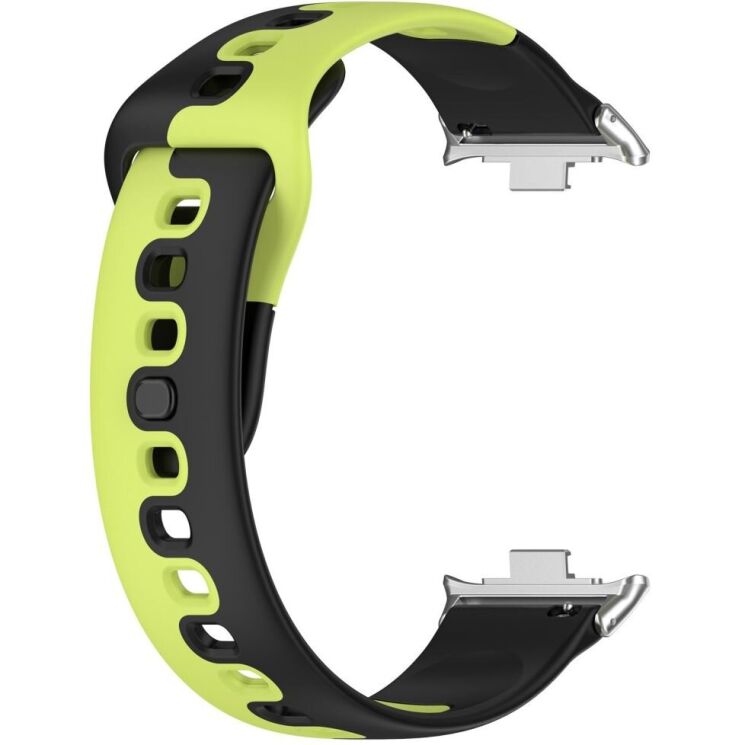 Ремешок Deexe Double Color Strap для Xiaomi Redmi Watch 4 / Mi Smart Band 8 Pro / Band 9 Pro - Black / Green: фото 2 из 8