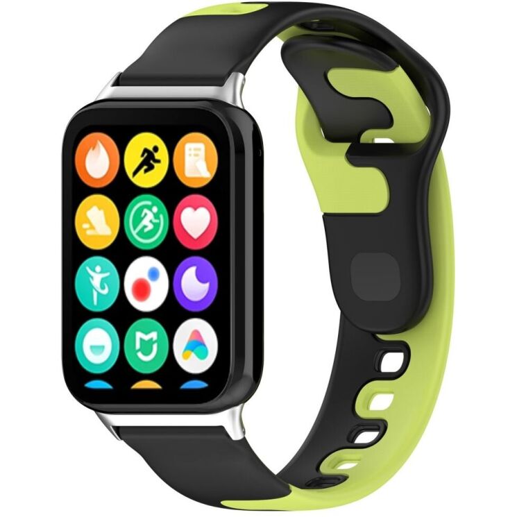Ремешок Deexe Double Color Strap для Xiaomi Redmi Watch 4 / Mi Smart Band 8 Pro / Band 9 Pro - Black / Green: фото 4 из 8