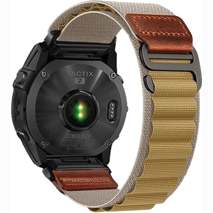 Ремінець Deexe Nylon Leather для Garmin з кріпленням Quick Fit 22mm - Wheat: фото 1 з 6