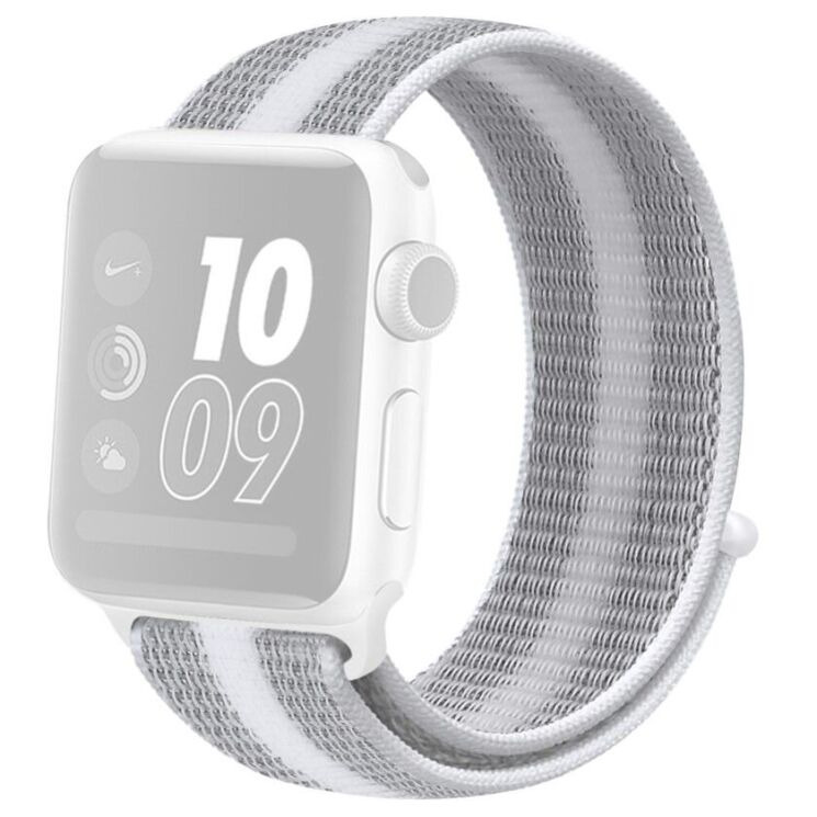 Ремінець Deexe Nylon Loop для Apple Watch 46 / 45 / 44 / SE 44 / 42 (Series 1-3) / Ultra / Ultra 2 / Ultra 3 - Stripe White: фото 1 з 6