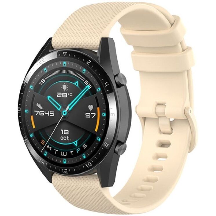 Ремешок Deexe Silicone Watchband для Huawei Watch GT 3 (46mm) - Beige: фото 2 из 8