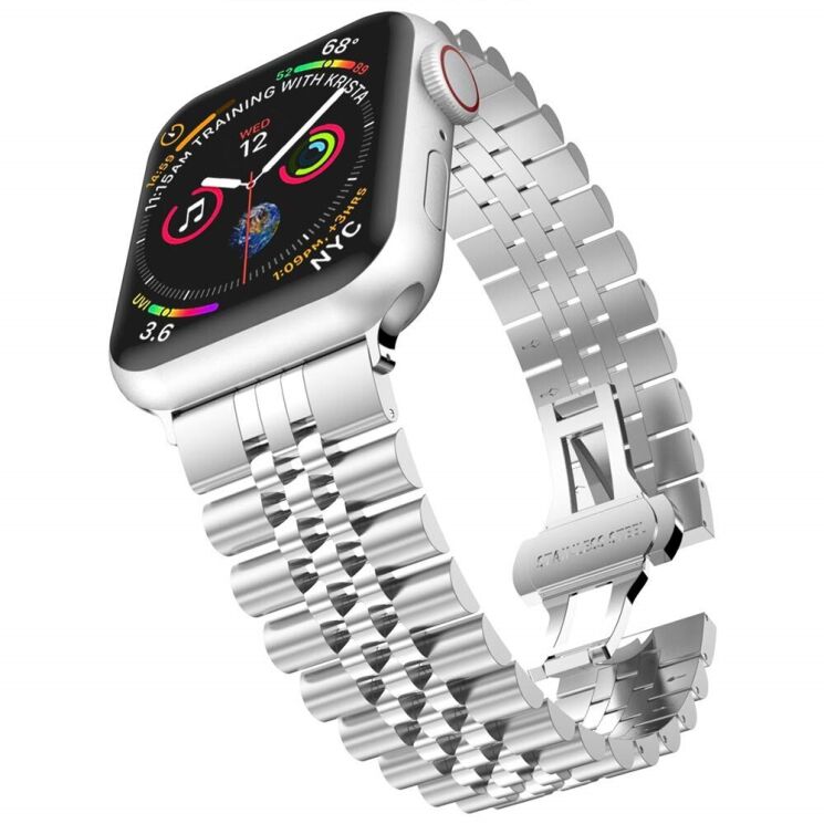Ремешок Deexe Stainless Steel Strap для Apple Watch 46 / 45 / 44 / SE 44 / 42 (Series 1-3) / Ultra / Ultra 2 - Silver: фото 3 из 8