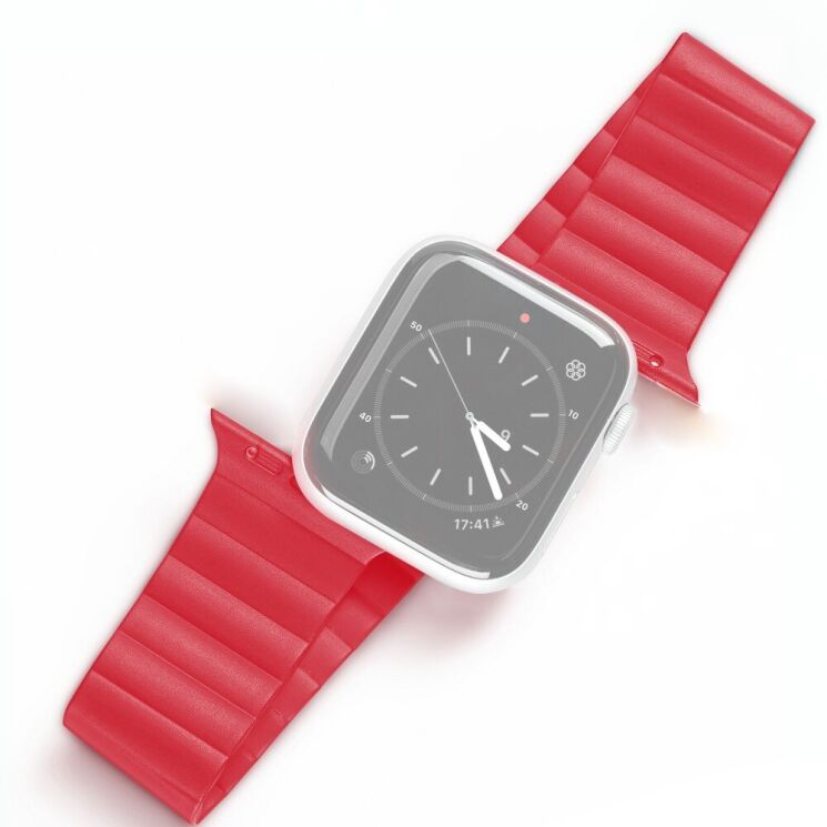 Ремешок DUX DUCIS Leather Chain для Apple Watch 46 / 45 / 44 / SE 44 / 42 (Series 1-3) / Ultra / Ultra 2 - Red: фото 1 из 14