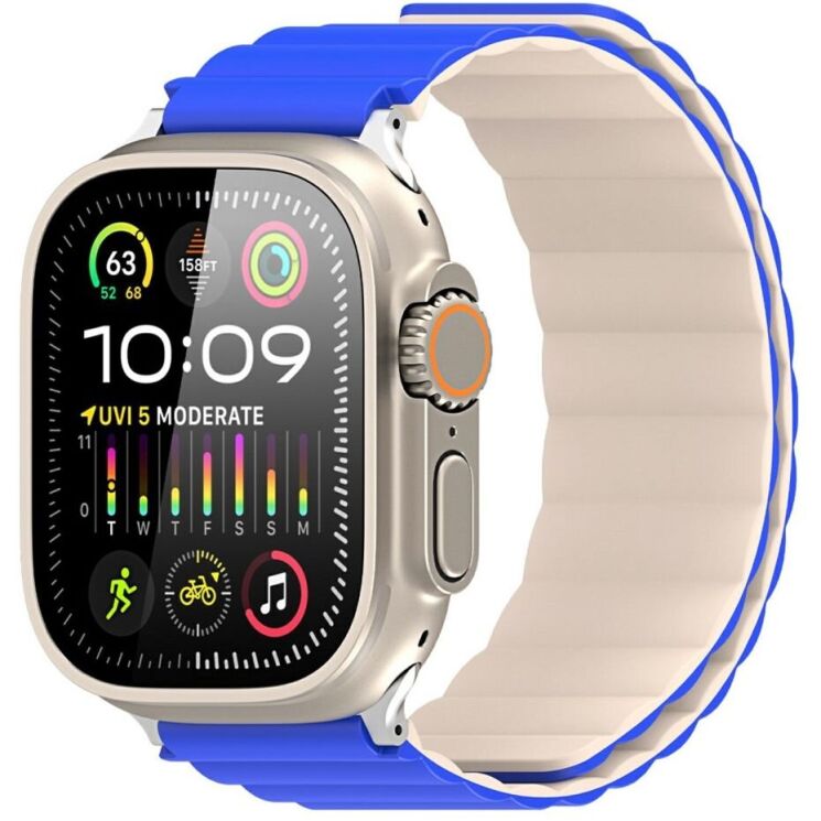 Ремінець DUX DUCIS SD Series для Apple Watch 46 / 45 / 44 / SE 44 / 42 (Series 1-3) / Ultra / Ultra 2 - Blue / Beige: фото 2 з 10