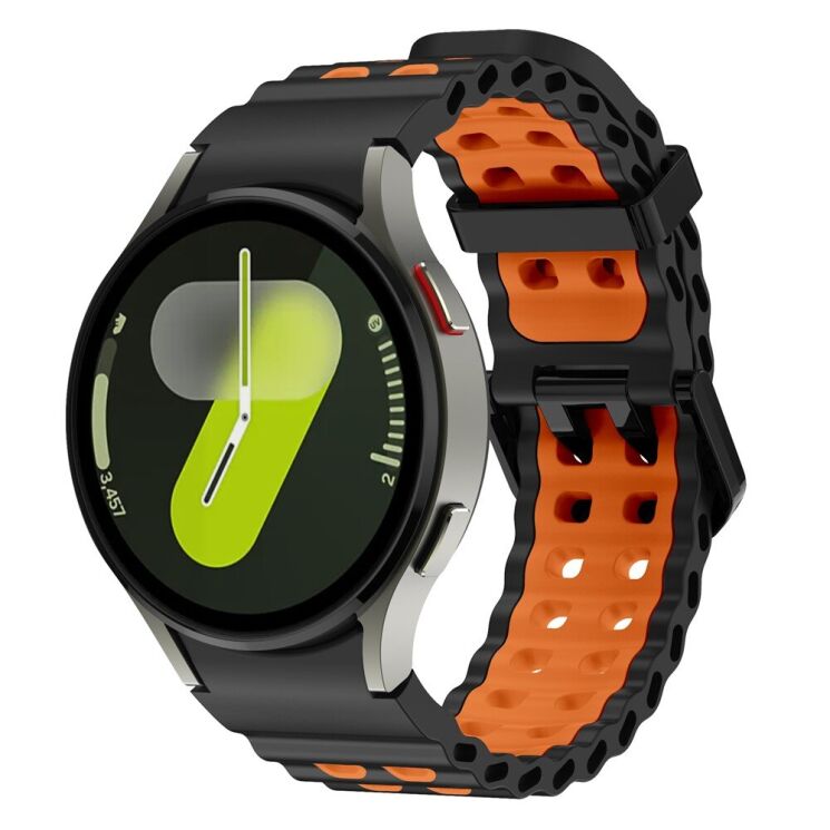 Ремінець KALEBOL Ocean Strap для Samsung Galaxy Watch 4 / 4 Classic / 5 / 5 Pro / 6 / 6 Classic / 7 / FE - Black / Orange: фото 4 з 9