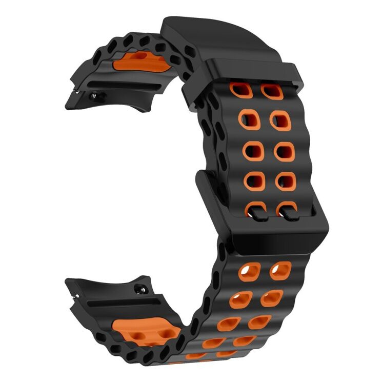 Ремінець KALEBOL Ocean Strap для Samsung Galaxy Watch 4 / 4 Classic / 5 / 5 Pro / 6 / 6 Classic / 7 / FE - Black / Orange: фото 2 з 9