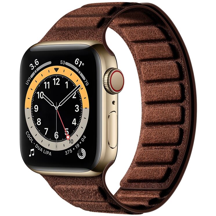 Ремешок Reframe Suede Leather для Apple Watch 42 (Series 10/11) / 41 / 40 / SE 40 / 38 - Dark Coffee: фото 2 из 7