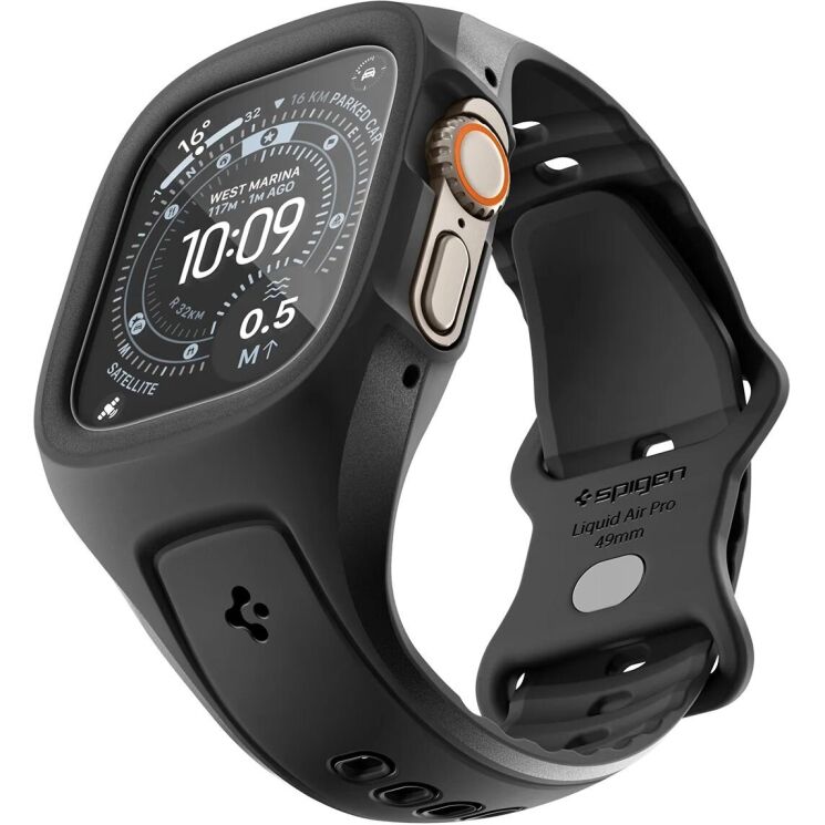 Ремешок Spigen Liquid Air Pro with Screen Protector для Apple Watch Ultra / Ultra 2 / Ultra 3 (49mm) ACS11416 - Black (304648B) Ремешок Spigen Liquid Air Pro with Screen Protector для Apple Watch Ultra / Ultra 2 / Ultra 3 (49mm) ACS11416 - Black: фото 4 из 17