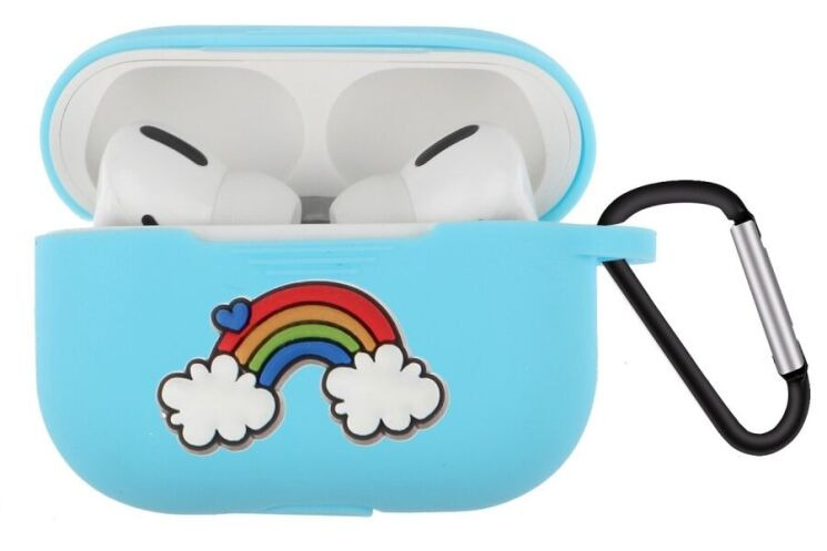 Силиконовый чехол Deexe 3D Cartoon для AirPods Pro - Blue Rainbow: фото 1 из 7