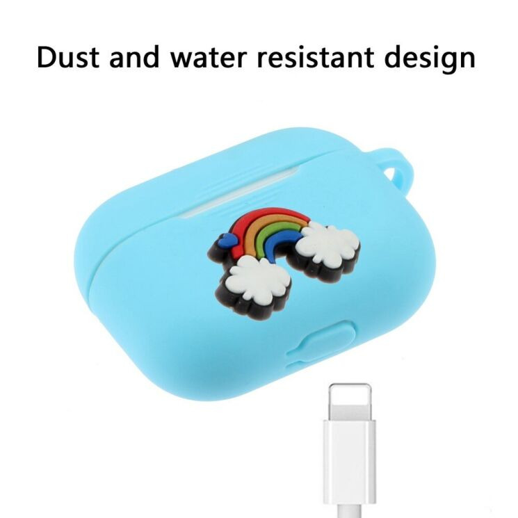 Силиконовый чехол Deexe 3D Cartoon для AirPods Pro - Blue Rainbow: фото 4 из 7