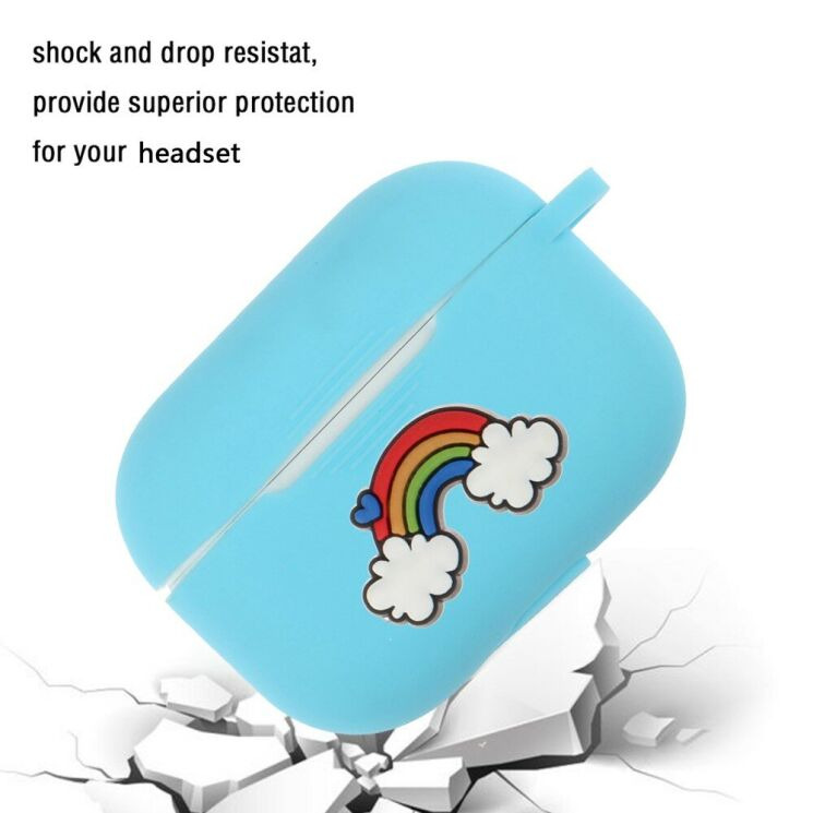 Силиконовый чехол Deexe 3D Cartoon для AirPods Pro - Blue Rainbow: фото 5 из 7