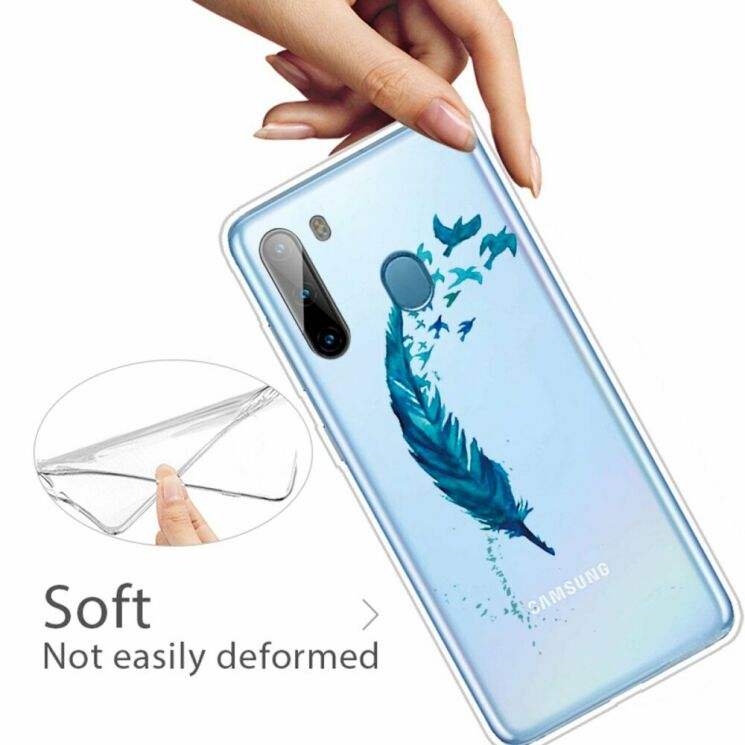 Силіконовий (TPU) чохол Deexe Pretty Glossy для Samsung Galaxy A21 (A215) - Feather: фото 3 з 4