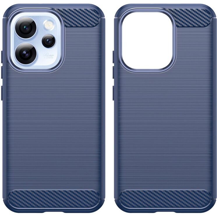 Силиконовый (TPU) чехол UniCase Carbon для OPPO Reno 15 Pro - Blue: фото 2 из 8