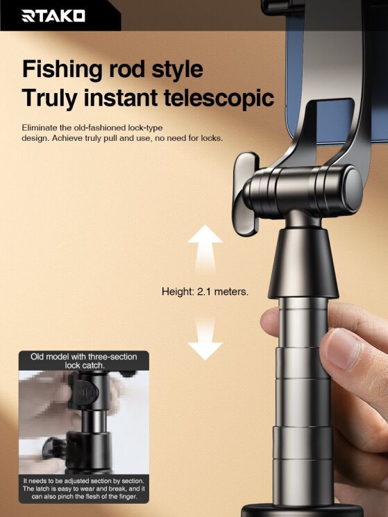 Трипод RTAKO Q05 Ultra-Wide Angle Selfie Stick - Black: фото 8 из 12