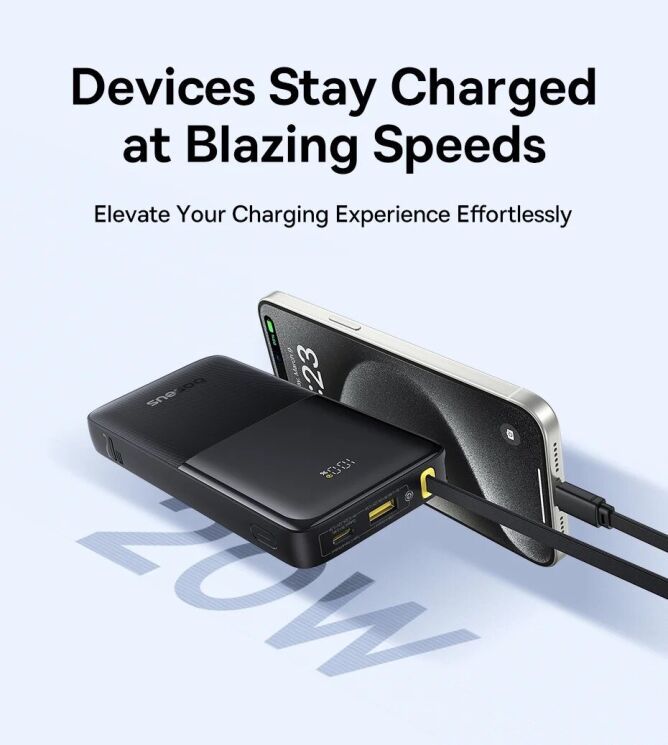 Зовнішній акумулятор Baseus Bipow 2 (20W) 10000mAh + кабель Type-C P10077101113-00 - Black: фото 10 з 23