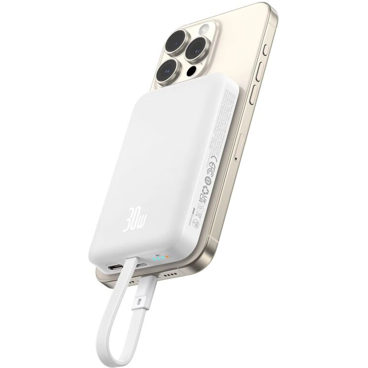 Зовнішній акумулятор Baseus Magnetic Mini 30W (10000mAh) P1002210B223-00 - White: фото 10 з 22