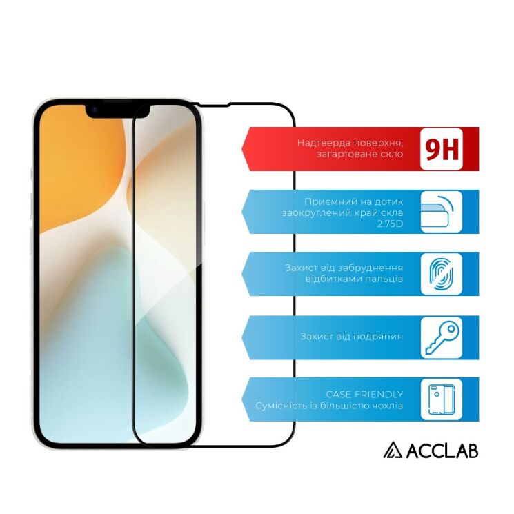 Защитное стекло ACCLAB Full Glue для Apple iPhone 16e - Black: фото 3 из 7
