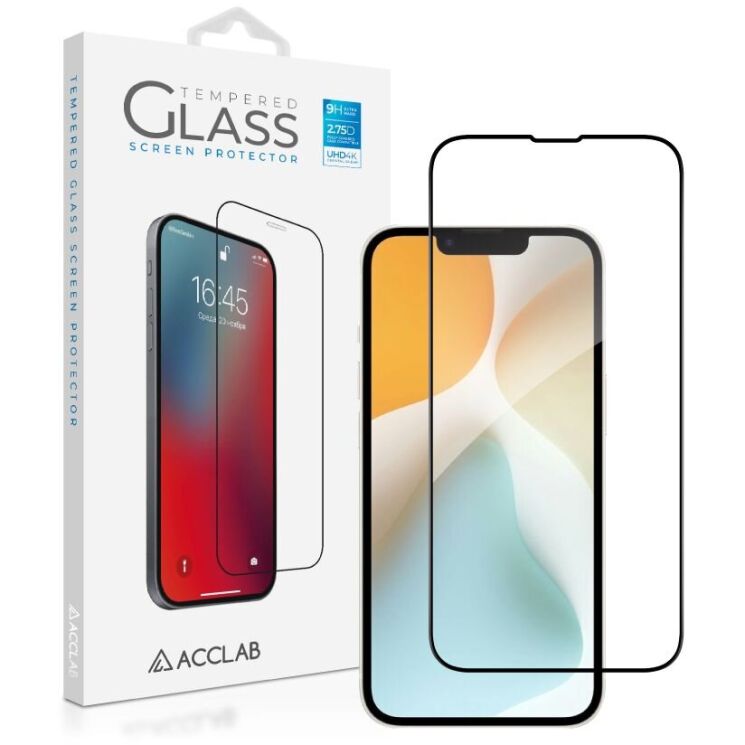 Защитное стекло ACCLAB Full Glue для Apple iPhone 16e - Black: фото 1 из 7