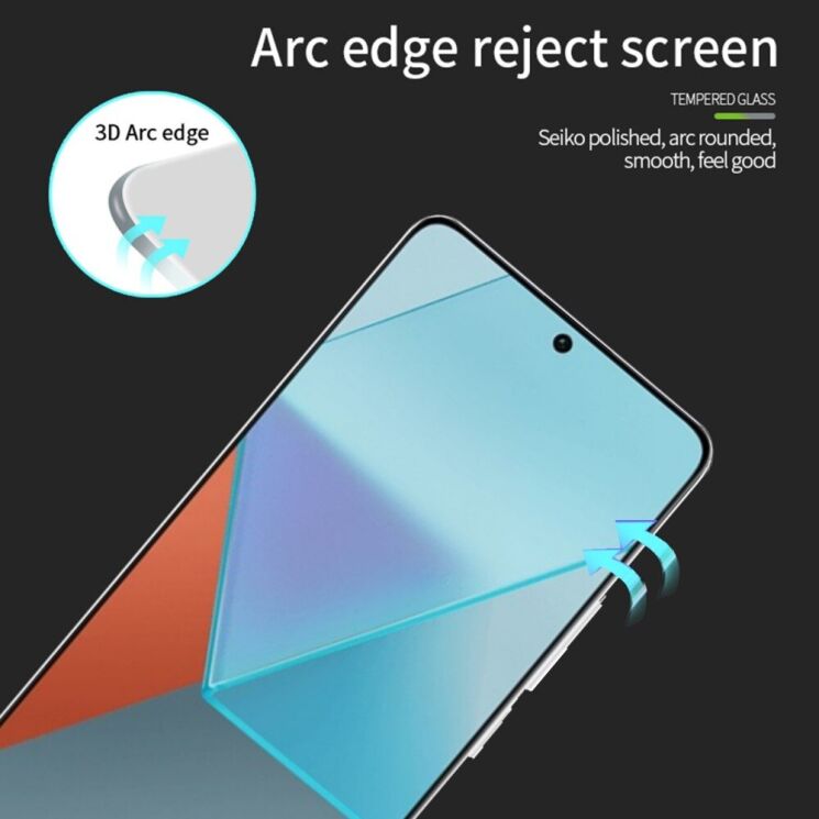 Защитное стекло MOFI Full Glue Protect для Xiaomi Redmi Note 13 5G / 13 Pro 5G - Black: фото 5 из 13