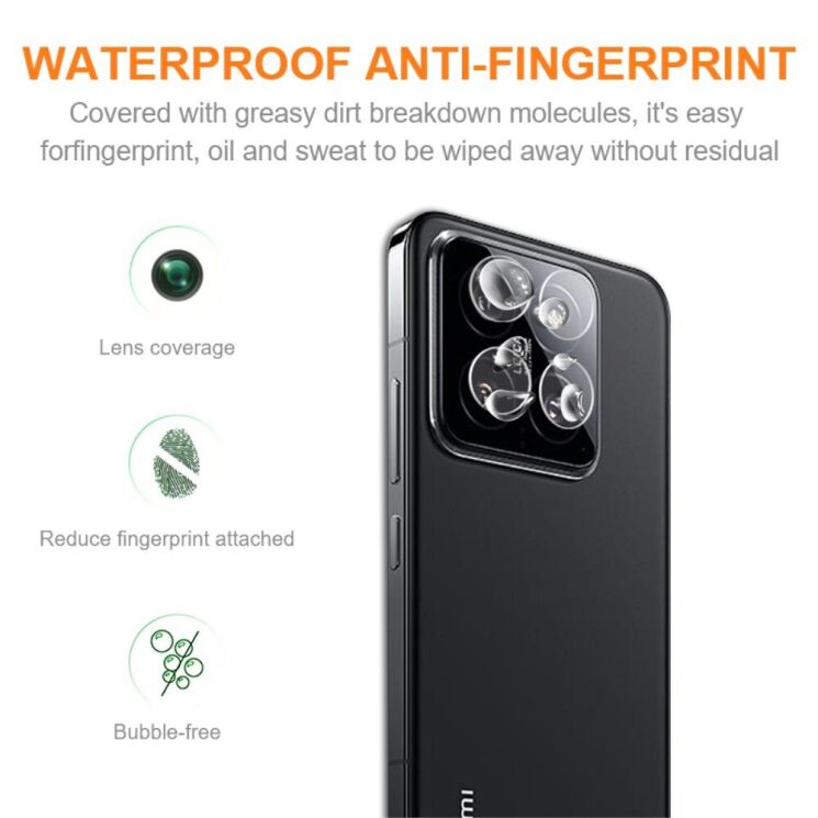 Защитное стекло на камеру AMORUS Lens Protector для Xiaomi 14 Pro: фото 2 из 7