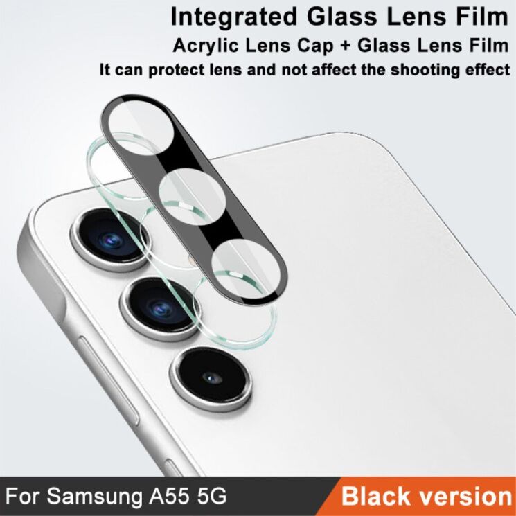 Защитное стекло на камеру IMAK Black Glass Lens для Samsung Galaxy A55 (A556) - Black: фото 4 из 10