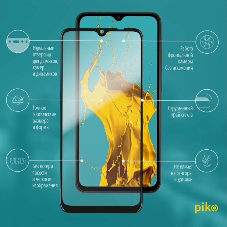 Защитное стекло Piko Full Glue для Xiaomi Redmi 9A / 9C / 10A / A1 - Black: фото 2 из 4