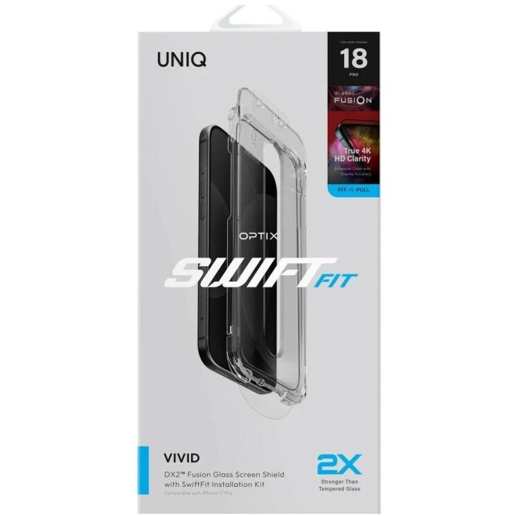 Защитное стекло UNIQ Optix SwiftFit Vivid DX2 для iPhone 18 Pro (UNIQ-IP6.3P(2026)-SWIFITVIVID) - Black (440140B) Защитное стекло UNIQ Optix SwiftFit Vivid DX2 для iPhone 18 Pro (UNIQ-IP6.3P(2026)-SWIFITVIVID) - Black: фото 6 из 7