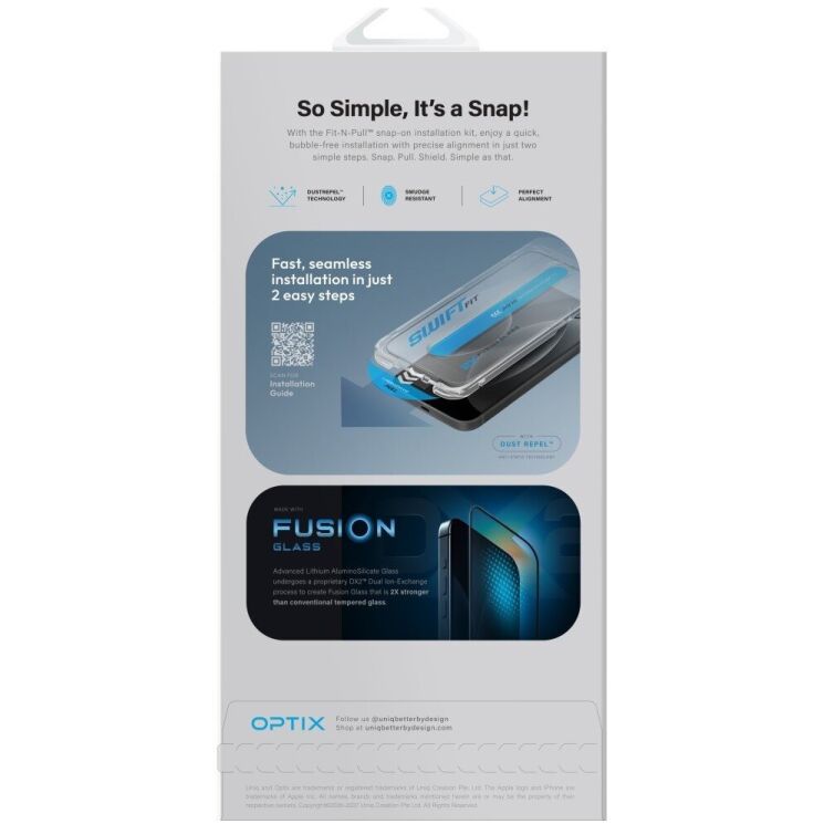 Защитное стекло UNIQ Optix SwiftFit Vivid DX2 для iPhone 18 Pro (UNIQ-IP6.3P(2026)-SWIFITVIVID) - Black (440140B) Защитное стекло UNIQ Optix SwiftFit Vivid DX2 для iPhone 18 Pro (UNIQ-IP6.3P(2026)-SWIFITVIVID) - Black: фото 7 из 7