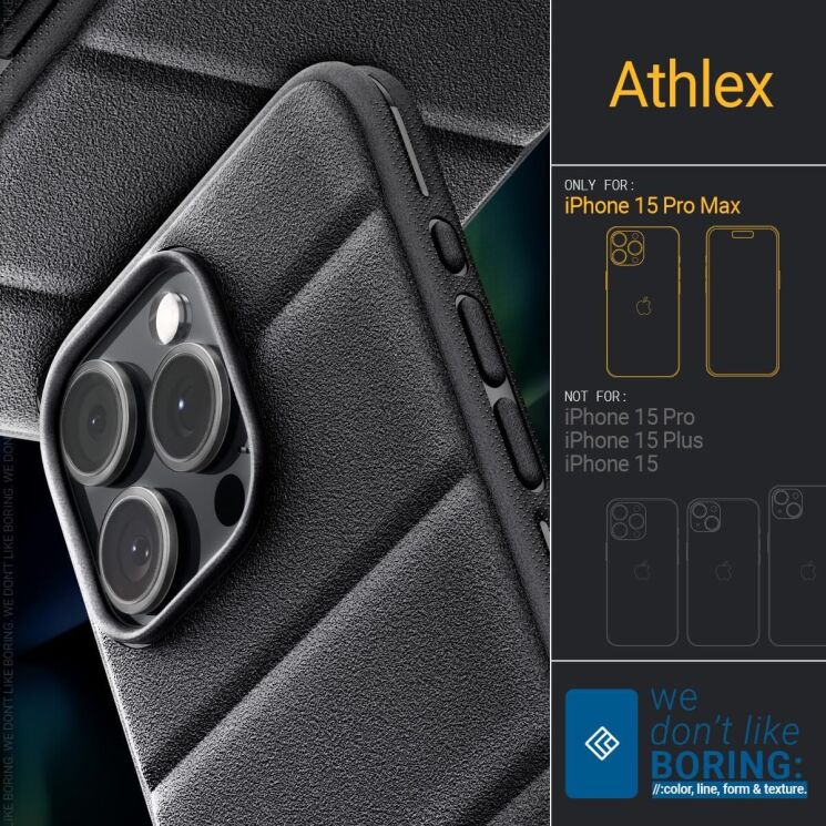Защитный чехол Caseology Athlex by Spigen для Apple iPhone 15 Pro Max (ACS06623) - Active Black: фото 10 из 15