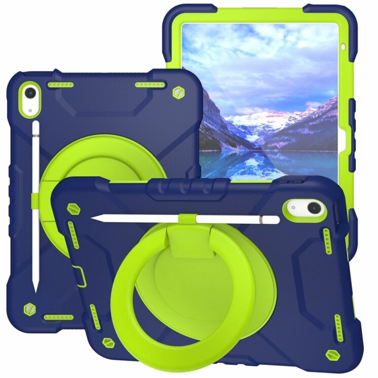 Защитный чехол Deexe Battle Case для Apple iPad 10.9 (2022) / iPad 11 (2025) - Blue / Green: фото 3 из 11