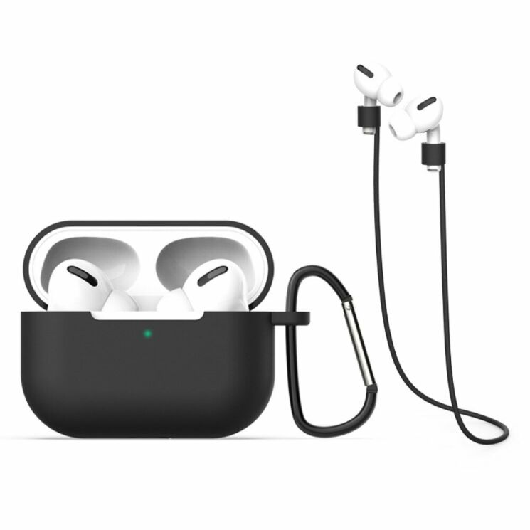 Захисний чохол Deexe Double Protect with Buckle для Apple AirPods Pro - Black: фото 1 з 7