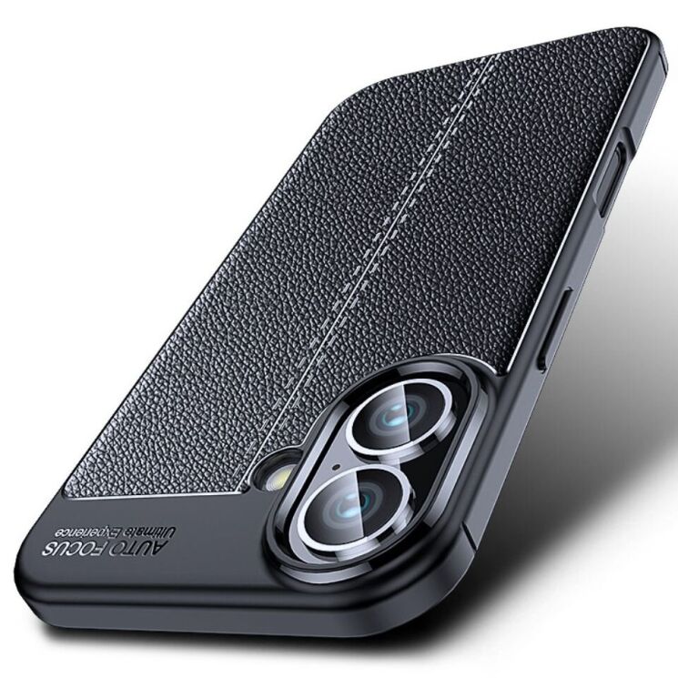 Защитный чехол Deexe Leather Cover для Apple iPhone 16 Plus - Black: фото 2 из 7