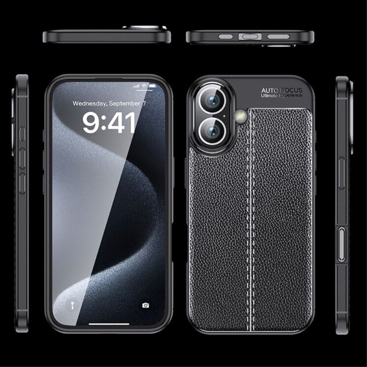 Защитный чехол Deexe Leather Cover для Apple iPhone 16 Plus - Black: фото 6 из 7
