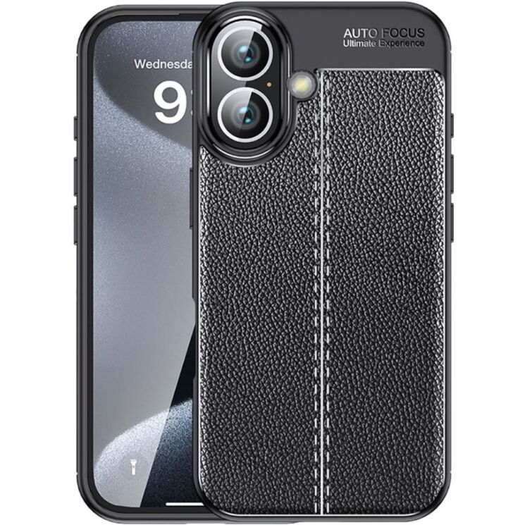 Защитный чехол Deexe Leather Cover для Apple iPhone 16 Plus - Black: фото 1 из 7